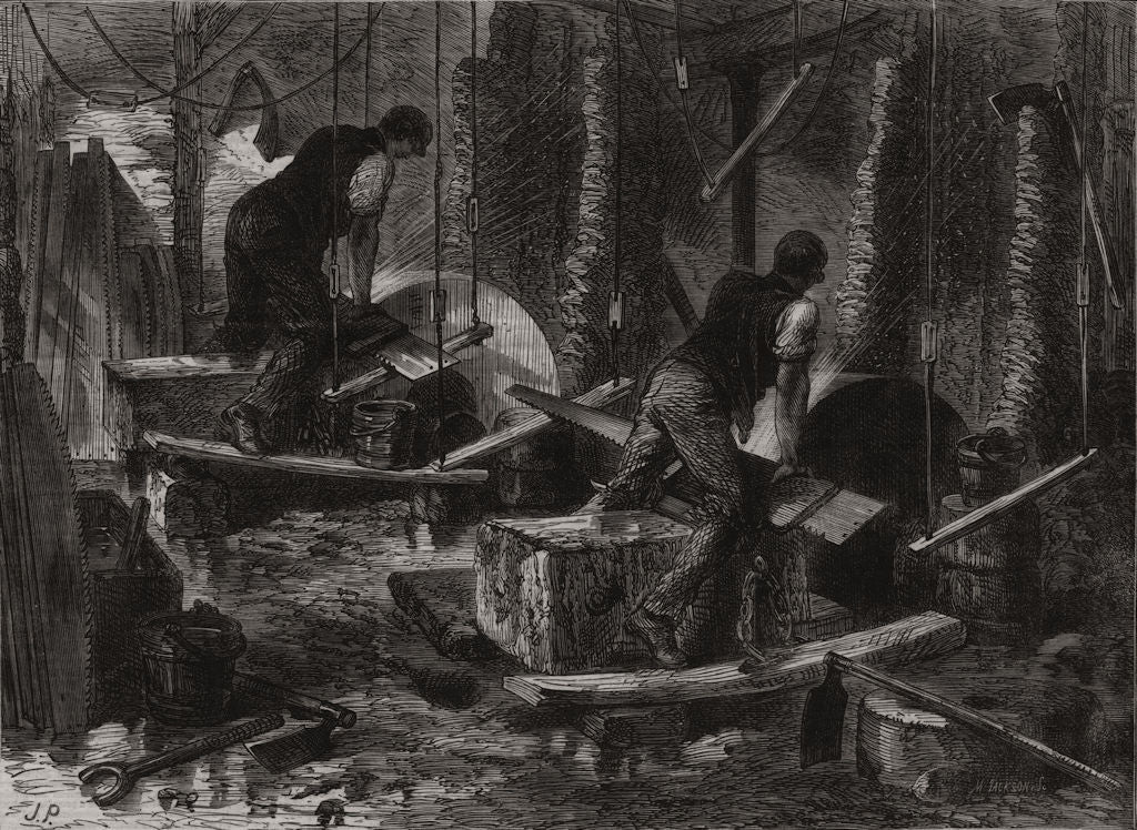 The trades of Sheffield. Saw grinding. Yorkshire 1863 old antique print